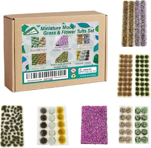 150+ Pcs Master Flower & Grass Tufts Set - Mixed 5mm/8mm/10mm Self-Adhesive Static Grass & Realistic Wildflowers for Warhammer 40k, DND, Wargaming Scenery & Dioramas in Saudi Arabia