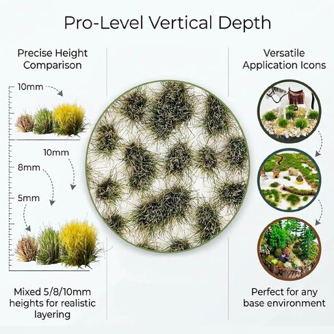 150+ Pcs Master Flower & Grass Tufts Set - Mixed 5mm/8mm/10mm Self-Adhesive Static Grass & Realistic Wildflowers for Warhammer 40k, DND, Wargaming Scenery & Dioramas in Saudi Arabia