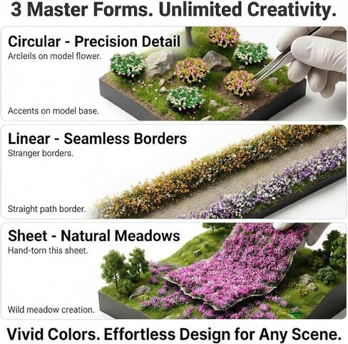 150+ Pcs Master Flower & Grass Tufts Set - Mixed 5mm/8mm/10mm Self-Adhesive Static Grass & Realistic Wildflowers for Warhammer 40k, DND, Wargaming Scenery & Dioramas in Saudi Arabia