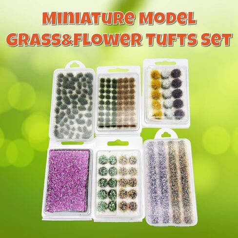 150+ Pcs Master Flower & Grass Tufts Set - Mixed 5mm/8mm/10mm Self-Adhesive Static Grass & Realistic Wildflowers for Warhammer 40k, DND, Wargaming Scenery & Dioramas in Saudi Arabia