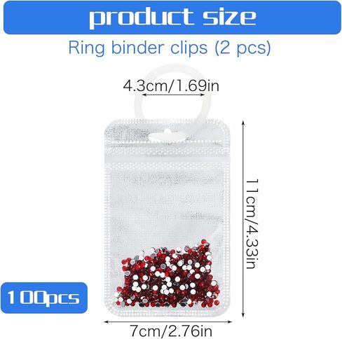 Shimmeroo 100Pcs Diamond Beads Storage Bags, 4.33 x 2.76 Inch Reusable Pouches for DIY Diamond Art Jewelry Earring Painting Storage Accessories, Bead and Gem Organizer for DIY Craft in Saudi Arabia