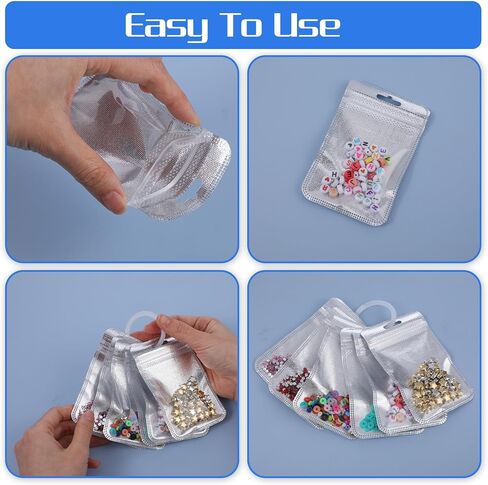 Shimmeroo 100Pcs Diamond Beads Storage Bags, 4.33 x 2.76 Inch Reusable Pouches for DIY Diamond Art Jewelry Earring Painting Storage Accessories, Bead and Gem Organizer for DIY Craft in Saudi Arabia