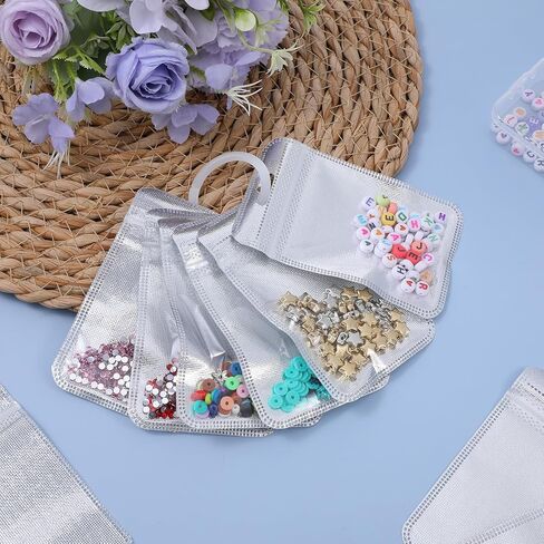 Shimmeroo 100Pcs Diamond Beads Storage Bags, 4.33 x 2.76 Inch Reusable Pouches for DIY Diamond Art Jewelry Earring Painting Storage Accessories, Bead and Gem Organizer for DIY Craft in Saudi Arabia
