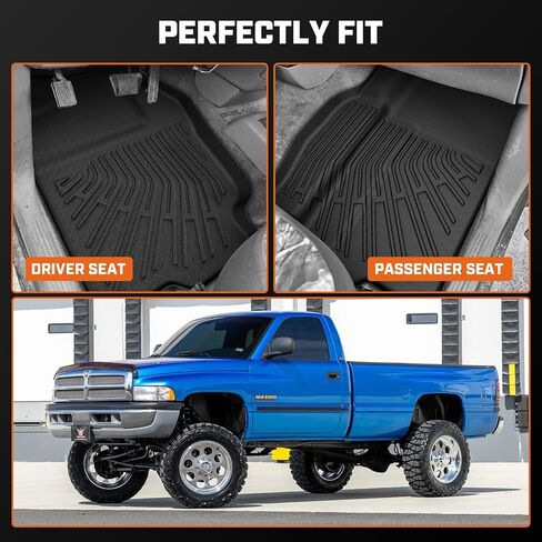 سجادة أرضية لسيارة Dodge Ram 1500 1994-2001/Ram 2500 3500 1994-2002، بطانات أرضية مطاطية TPE لحماية جميع الأحوال الجوية لملحقات Ram 1500/2500، سجادات سيارة مضادة للانزلاق للصف الأول، أسود in Kuwait