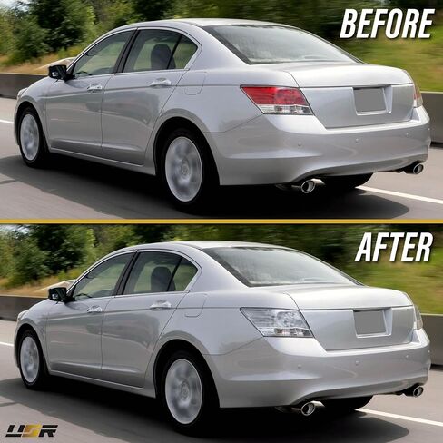 USR UNIQUE STYLE RACING 08-10 CP2 / CP3 Tail Light – Rear Tail Lamps 2-Pieces (Left + Right) Compatible with 2008-2010 Honda Accord 4 Door Sedan SE, LX, EX and EX-L (CLEAR LENS w/COLOR BULBS) in Kuwait