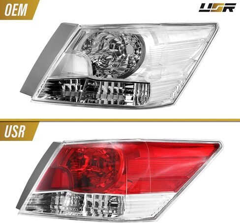 USR UNIQUE STYLE RACING 08-10 CP2 / CP3 Tail Light – Rear Tail Lamps 2-Pieces (Left + Right) Compatible with 2008-2010 Honda Accord 4 Door Sedan SE, LX, EX and EX-L (CLEAR LENS w/COLOR BULBS) in Kuwait
