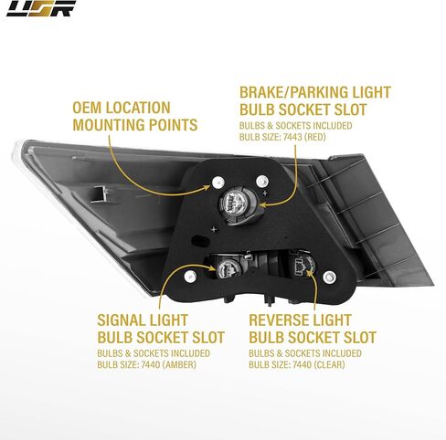 USR UNIQUE STYLE RACING 08-10 CP2 / CP3 Tail Light – Rear Tail Lamps 2-Pieces (Left + Right) Compatible with 2008-2010 Honda Accord 4 Door Sedan SE, LX, EX and EX-L (CLEAR LENS w/COLOR BULBS) in Kuwait