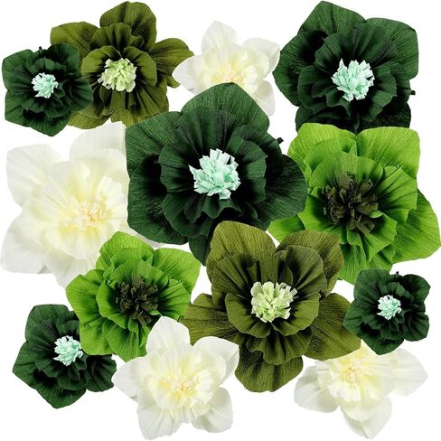 Cholemy 24 Pcs Tissue Paper Flowers, Crepe Paper Flowers Decorations 8" 10" 12" for Wedding Party Baby Bridal Shower Carnival Party Birthday Nursery Wall Decor (Assorted Color) in Kuwait