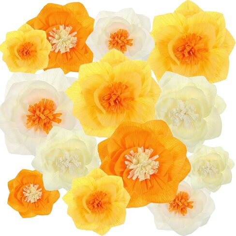 Cholemy 24 Pcs Tissue Paper Flowers, Crepe Paper Flowers Decorations 8" 10" 12" for Wedding Party Baby Bridal Shower Carnival Party Birthday Nursery Wall Decor (Assorted Color) in Kuwait