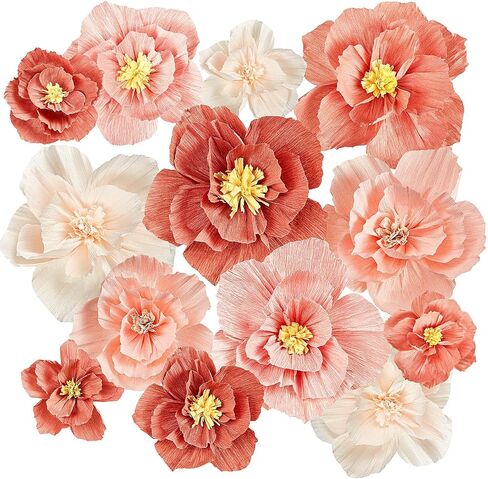 Cholemy 24 Pcs Tissue Paper Flowers, Crepe Paper Flowers Decorations 8" 10" 12" for Wedding Party Baby Bridal Shower Carnival Party Birthday Nursery Wall Decor (Assorted Color) in Kuwait