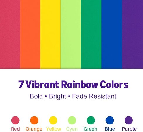 Colored Cardstock 12 x 12 in,70 Sheet Rainbow Color 180 GSM/65 LB Heavyweight Card Stock Set of 7 Colors Construction Paper for Cutting DIY Art Craft Scrapbook Kids School Supplies in Saudi Arabia