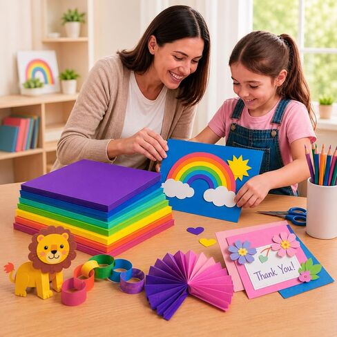 Colored Cardstock 12 x 12 in,70 Sheet Rainbow Color 180 GSM/65 LB Heavyweight Card Stock Set of 7 Colors Construction Paper for Cutting DIY Art Craft Scrapbook Kids School Supplies in Saudi Arabia