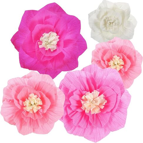 Cholemy 24 Pcs Tissue Paper Flowers, Crepe Paper Flowers Decorations 8" 10" 12" for Wedding Party Baby Bridal Shower Carnival Party Birthday Nursery Wall Decor (Assorted Color) in Kuwait