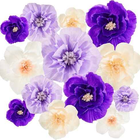Cholemy 24 Pcs Tissue Paper Flowers, Crepe Paper Flowers Decorations 8" 10" 12" for Wedding Party Baby Bridal Shower Carnival Party Birthday Nursery Wall Decor (Assorted Color) in Kuwait