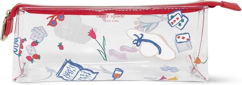 kate spade new york Clear Pen and Pencil Case for Women, Cute Work Stationery, PVC Zip Pouch Includes 2 Pencils, Sharpener, Eraser, and Ruler (Park Picnic) in Kuwait