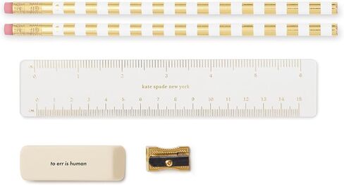 kate spade new york Clear Pen and Pencil Case for Women, Cute Work Stationery, PVC Zip Pouch Includes 2 Pencils, Sharpener, Eraser, and Ruler (Park Picnic) in Kuwait