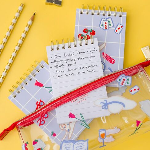 kate spade new york Clear Pen and Pencil Case for Women, Cute Work Stationery, PVC Zip Pouch Includes 2 Pencils, Sharpener, Eraser, and Ruler (Park Picnic) in Kuwait