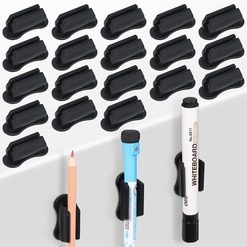 20 Pack Pen Holder for Desk, Adhesive Silicone Pen Holder for Classroom Clipboard Attachment, Marker Holder, Pencil Holder,Marker Clip for Desk,Classroom,Office Accessories in Saudi Arabia