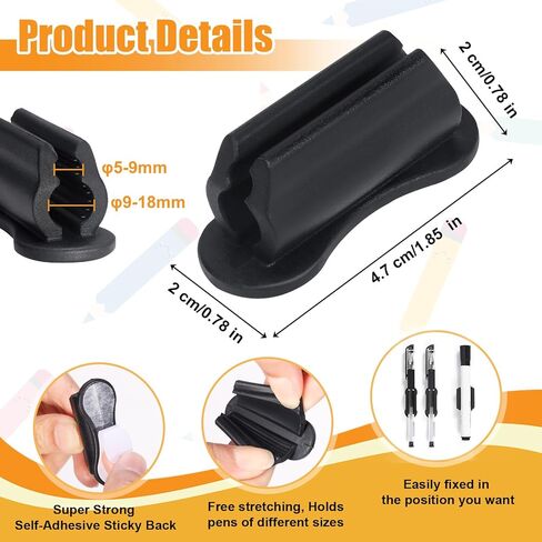 20 Pack Pen Holder for Desk, Adhesive Silicone Pen Holder for Classroom Clipboard Attachment, Marker Holder, Pencil Holder,Marker Clip for Desk,Classroom,Office Accessories in Saudi Arabia