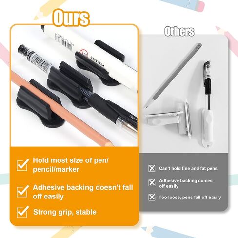 20 Pack Pen Holder for Desk, Adhesive Silicone Pen Holder for Classroom Clipboard Attachment, Marker Holder, Pencil Holder,Marker Clip for Desk,Classroom,Office Accessories in Saudi Arabia