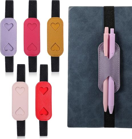 5Pcs Pen Holder for Notebook, Adjustable Journal Elastic Band Pouch, PU Leather Pencil Pouch With Elastic Band, Fits Binders Notebooks & Journals, Colorful (Multicolor, 5 Pack) in Saudi Arabia