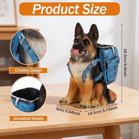 MAQUITA Cute Dog Pen Holder for Desk, Pencil Holder, Creative Desktop Pen Organizer Pencil Cups, Unique Desk Accessories Decor for Home Office School, German Shepherd Gifts for Dog Lovers in Kuwait