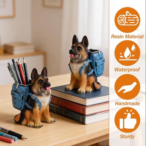 MAQUITA Cute Dog Pen Holder for Desk, Pencil Holder, Creative Desktop Pen Organizer Pencil Cups, Unique Desk Accessories Decor for Home Office School, German Shepherd Gifts for Dog Lovers in Kuwait