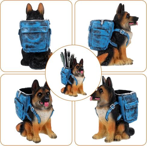 MAQUITA Cute Dog Pen Holder for Desk, Pencil Holder, Creative Desktop Pen Organizer Pencil Cups, Unique Desk Accessories Decor for Home Office School, German Shepherd Gifts for Dog Lovers in Kuwait