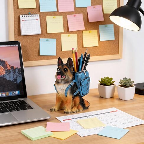 MAQUITA Cute Dog Pen Holder for Desk, Pencil Holder, Creative Desktop Pen Organizer Pencil Cups, Unique Desk Accessories Decor for Home Office School, German Shepherd Gifts for Dog Lovers in Kuwait