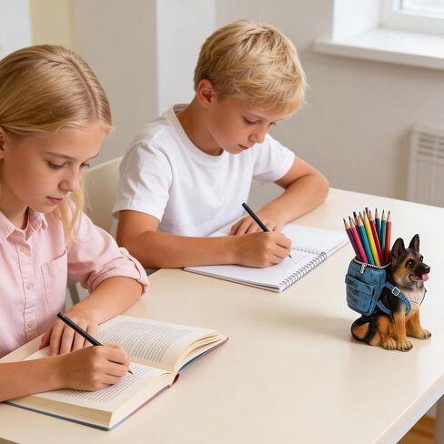 MAQUITA Cute Dog Pen Holder for Desk, Pencil Holder, Creative Desktop Pen Organizer Pencil Cups, Unique Desk Accessories Decor for Home Office School, German Shepherd Gifts for Dog Lovers in Kuwait