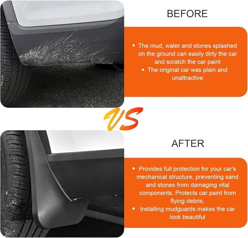 2 PCS Car Mud Flaps, Rear Tire Anti-splash Tight Fit Fender Mudguard Kit, Waterproof All-weather Chassis Protective Trim, Universal Easy Modification Accessory for Cars SUVs Trucks (Black) in Saudi Arabia