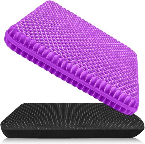 Plus Size Gel Cushion for Long Sitting, Breathable Honeycomb Pressure Relief Pad for Office Chair, Car & Wheelchair (Plus Size - Light purple-01) in Saudi Arabia