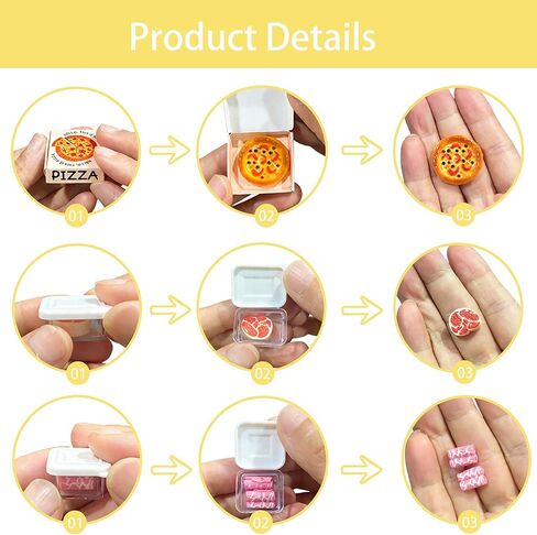1:12 Mini Fridge Toy, Miniature Refrigerator Playset with 41pcs Mini Food Toys for Dollhouse Furniture & Kitchen Accessories in Saudi Arabia