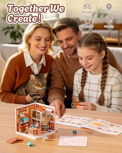 Rolife Super Creator Furry Friends' Home DIY Miniature House Kit, Snap-Fit Plastic 3D Puzzle No Glue Needed, Stackable Pet Store Room Decor Gift for Adults & Teens, 89 PCS in Kuwait