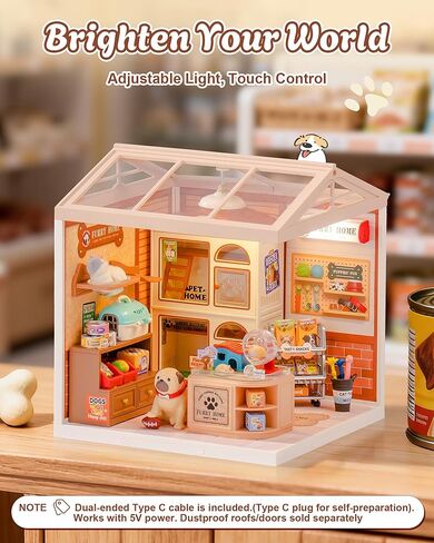 Rolife Super Creator Furry Friends' Home DIY Miniature House Kit, Snap-Fit Plastic 3D Puzzle No Glue Needed, Stackable Pet Store Room Decor Gift for Adults & Teens, 89 PCS in Kuwait