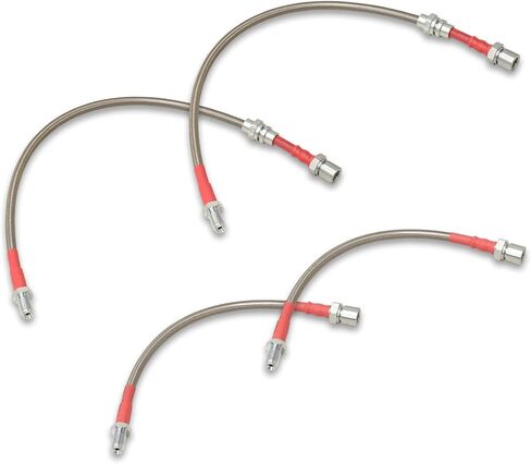 AJP Distributors Silver Stainless Steel Braided Oil Disc Drum Brake Lines Hoses Cables Kit 4PCS Front & Rear Set Compatible/Replacement For Corolla AE86 Trueno E80 JDM 1984 1985 1986 1987 84 85 86 87 in Kuwait