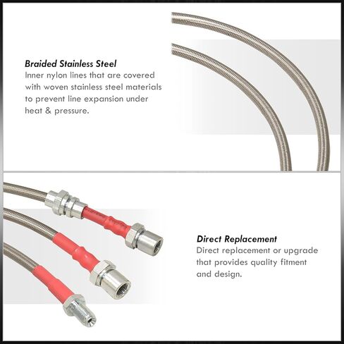AJP Distributors Silver Stainless Steel Braided Oil Disc Drum Brake Lines Hoses Cables Kit 4PCS Front & Rear Set Compatible/Replacement For Corolla AE86 Trueno E80 JDM 1984 1985 1986 1987 84 85 86 87 in Kuwait