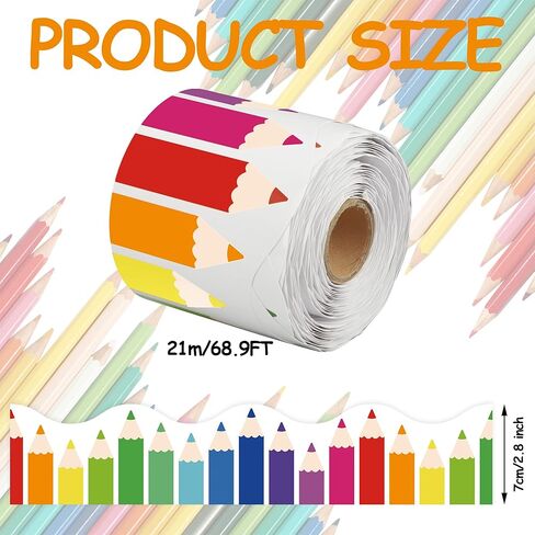 68.9 Ft Colorful Pencil Bulletin Board Border Colored Pencils Scalloped Border Trim Rolled Back to School Classroom Bulletin Board Decorations for School Classroom Chalkboard Office Home Wall Decor in Saudi Arabia