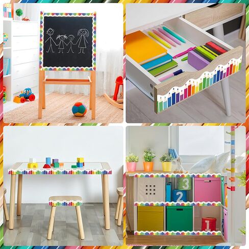 68.9 Ft Colorful Pencil Bulletin Board Border Colored Pencils Scalloped Border Trim Rolled Back to School Classroom Bulletin Board Decorations for School Classroom Chalkboard Office Home Wall Decor in Saudi Arabia