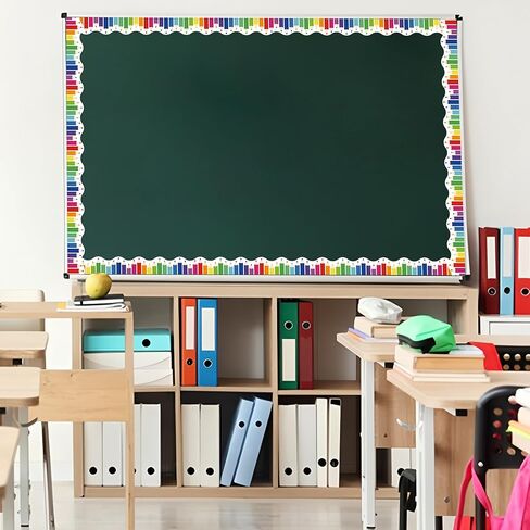 68.9 Ft Colorful Pencil Bulletin Board Border Colored Pencils Scalloped Border Trim Rolled Back to School Classroom Bulletin Board Decorations for School Classroom Chalkboard Office Home Wall Decor in Saudi Arabia