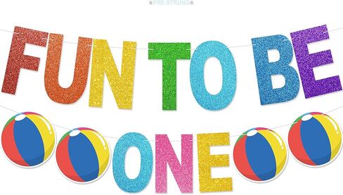Fun To Be One Banner - NO-DIY Glitter It‘s Fun To Be One Birthday Party Decorations For Beach Ball Themed 1st Birthday Party Supplies Wall Décor in Saudi Arabia
