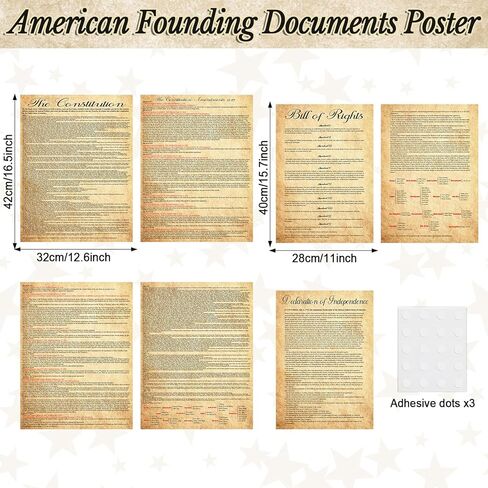 7 Pcs American Founding Documents Vintage Wall Art Set US Constitution Declaration Independence Bill of Rights Poster Collection Framed Historical Prints for Classroom Office Home Study Library Decor in Saudi Arabia