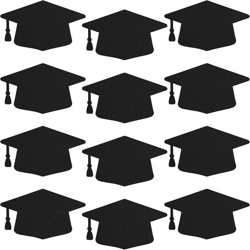 Lucleag 50 PCS Glitter Gold Graduation Hat Cutouts for Bulletin Board Decorations, Gold Graduation Caps Paper Cutouts for Class of 2026 High School College Grad Classroom Wall Party Decor in Kuwait