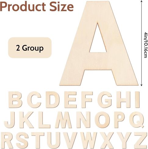 4 in Wooden Letters 52Pcs Wood Alphabet for Crafts Unfinished Wood Letter for Painting Wall Decor Letter Board for Home Decor Party Supplies in Saudi Arabia