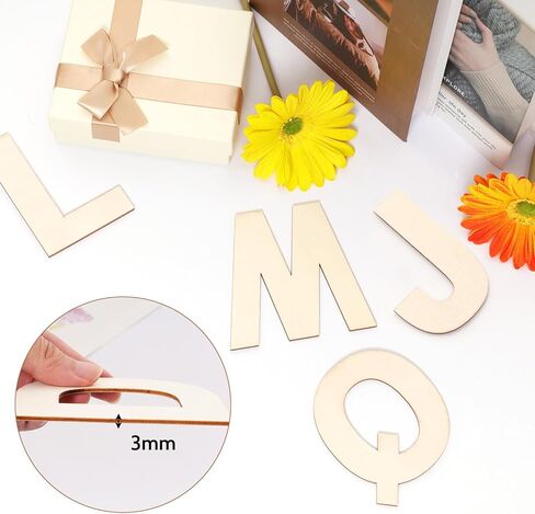 4 in Wooden Letters 52Pcs Wood Alphabet for Crafts Unfinished Wood Letter for Painting Wall Decor Letter Board for Home Decor Party Supplies in Saudi Arabia