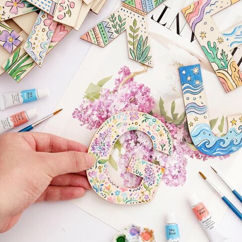 4 in Wooden Letters 52Pcs Wood Alphabet for Crafts Unfinished Wood Letter for Painting Wall Decor Letter Board for Home Decor Party Supplies in Saudi Arabia