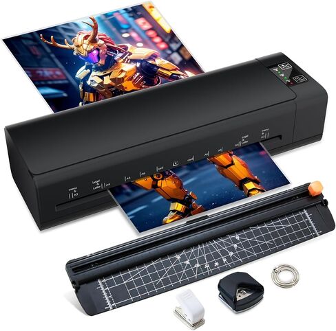13 Inch Laminator Machine, A-3 9-in-1 Thermal Laminator with Sheets for Hot & Cold Laminating Machine, Features Fast 60-Sec Warm Technology and Never-Jam Design for Home,Office,or School Use (Black) in Saudi Arabia