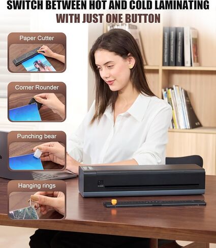 13 Inch Laminator Machine, A-3 9-in-1 Thermal Laminator with Sheets for Hot & Cold Laminating Machine, Features Fast 60-Sec Warm Technology and Never-Jam Design for Home,Office,or School Use (Black) in Saudi Arabia