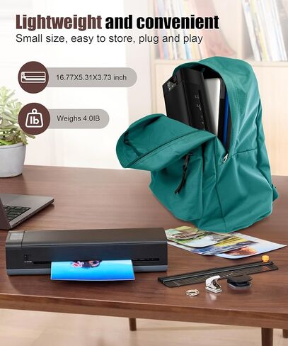 13 Inch Laminator Machine, A-3 9-in-1 Thermal Laminator with Sheets for Hot & Cold Laminating Machine, Features Fast 60-Sec Warm Technology and Never-Jam Design for Home,Office,or School Use (Black) in Saudi Arabia