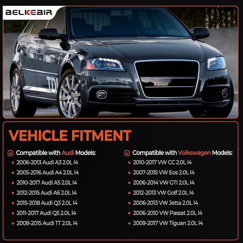 مجموعة من 4 حزم ملف إشعال وشمعات إشعال إيريديوم متوافقة مع 2.0L L4 2005-2018 Audi A3 A4 A5 A6 Q3 Q5 TT، 2006-2017 VW CC Eos GTI Golf Jetta Passat Tiguan استبدال UF529 و4464 in Kuwait